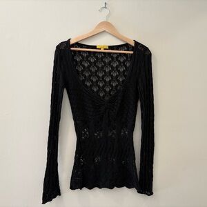 Catherine Malandrino Black Crochet Top